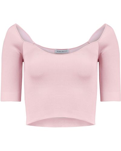 Nina Ricci Crop-Top mit Herzausschnitt - Pink