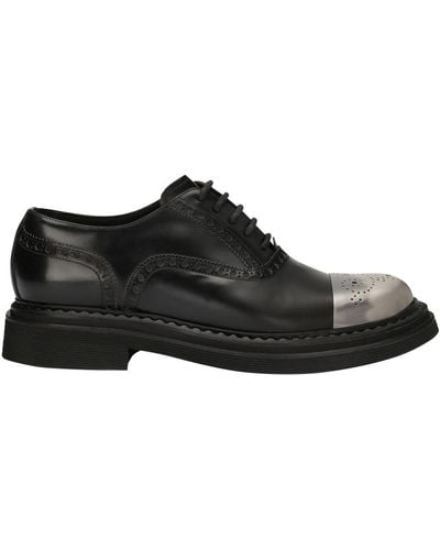 Dolce & Gabbana Brushed Calf Leather Derby Shoes - Black