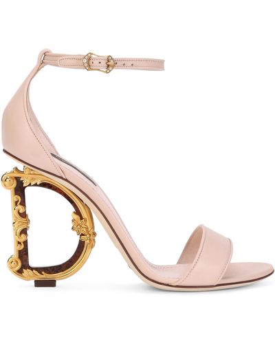 Dolce & Gabbana Sandalen aus Nappa-Leder mit barockem D&G-Absatz - Pink