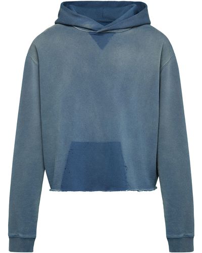 Maison Margiela Sweat-shirt à capuche à logo en coton bio - Bleu