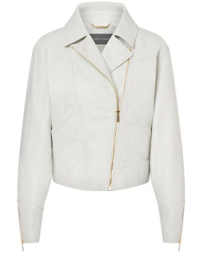 Alberta Ferretti Nappa Leather Biker Jacket - White