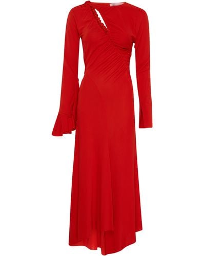 Victoria Beckham Asymmetrisches Jersey-Kleid mit Schlitz - Rot