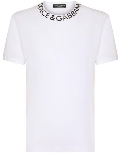 Dolce & Gabbana Round-Neck T-Shirt With Dolce&Gabbana Print - White