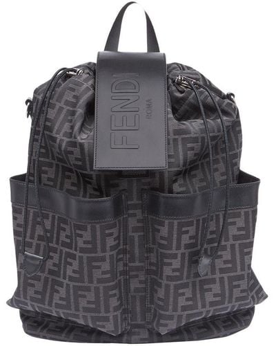 Fendi Small Drawstring Backpack - Black