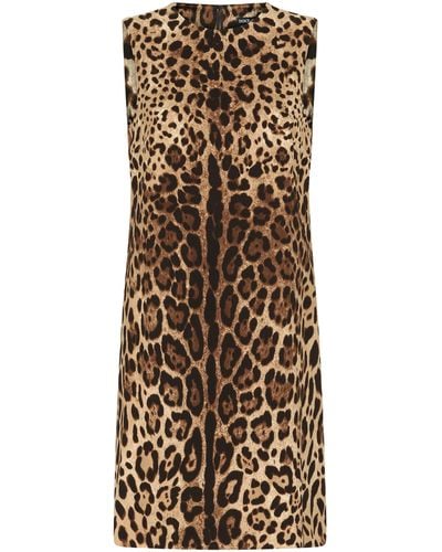 Dolce & Gabbana Kurzes A-Linien-Kleid aus Charmeuse - Natur