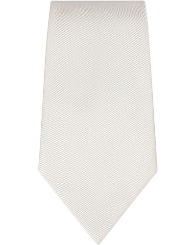Dolce & Gabbana Cravate en faille de soie avec pan 12 cm - Blanc