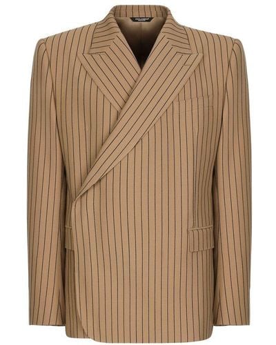 Dolce & Gabbana Double-Breasted Pinstripe Jacket - Natural