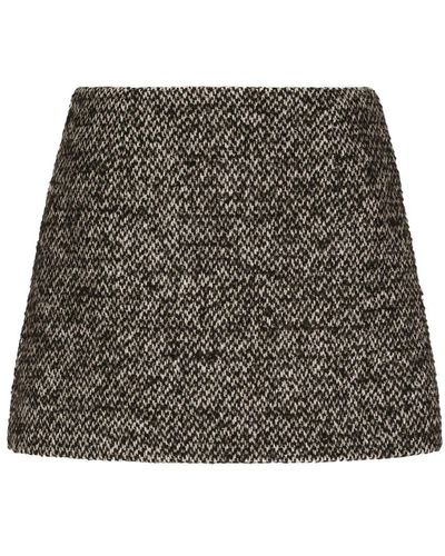 Dolce & Gabbana Short Speckled Tweed Skirt - Grey