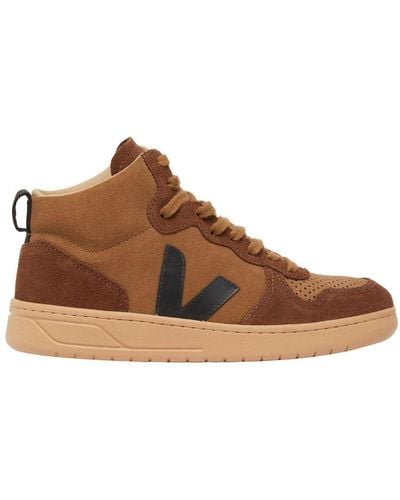 Veja V-15 High Top Sneakers - Brown