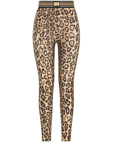 Dolce & Gabbana Leopard-print Spandex/jersey leggings - Metallic
