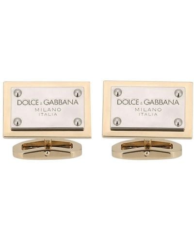 Dolce & Gabbana Cufflinks With Logo Tag - Pink
