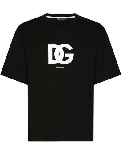 Dolce & Gabbana T-shirt en coton à imprimé logo DG - Noir