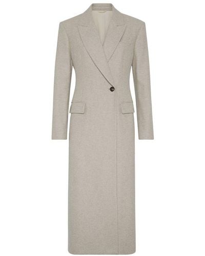 Brunello Cucinelli Lightweight Wool Fabric Overcoat - Grey