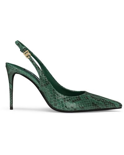 Dolce & Gabbana Slingback-Pumps aus Pythonleder - Grün