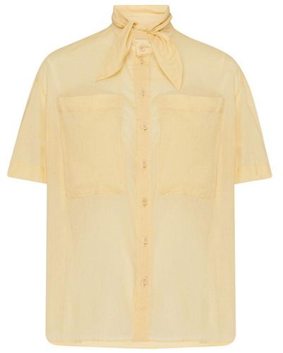 Lemaire Short Sleeve Shirt With Foulard - Yellow