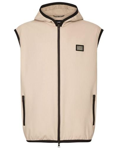 Dolce & Gabbana Jersey Vest With Hood - Natural
