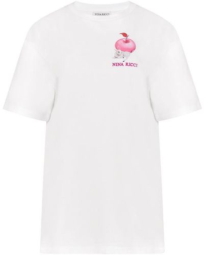 Nina Ricci Small Apple Printed Jersey T-Shirt - White