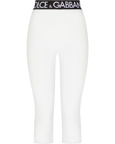 Dolce & Gabbana Legging court à taille à logo - Blanc