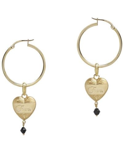 Dolce & Gabbana Hoop Earrings With Heart Pendant - Metallic