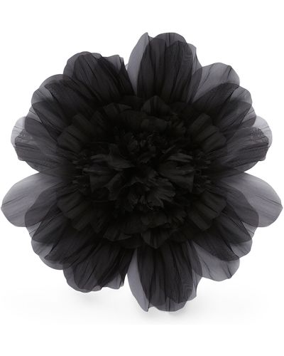 Nina Ricci Grande broche en soie en forme de fleur - Noir