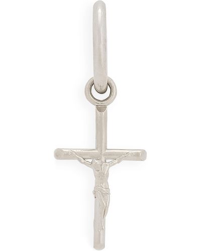 Dolce & Gabbana Boucle d'oreille avec pendentif croix - Blanc