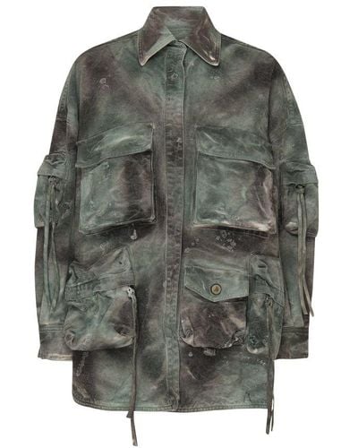The Attico Fern Short Coat - Gray