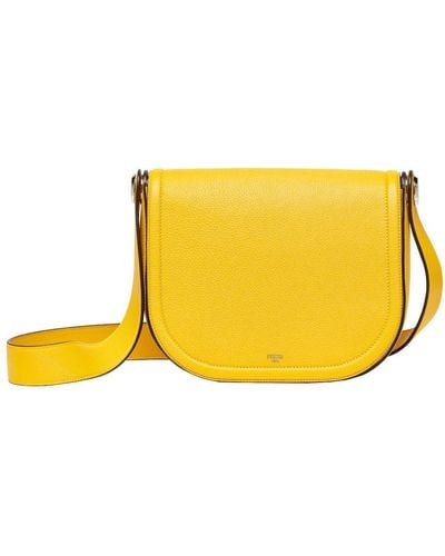 Fendi Roma Leather Chiodo Messenger - Yellow