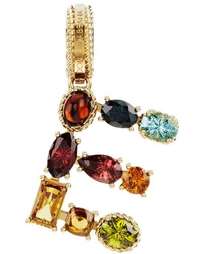 Dolce & Gabbana Alphabet E 18 Kt Charm With Fine Gems - Metallic