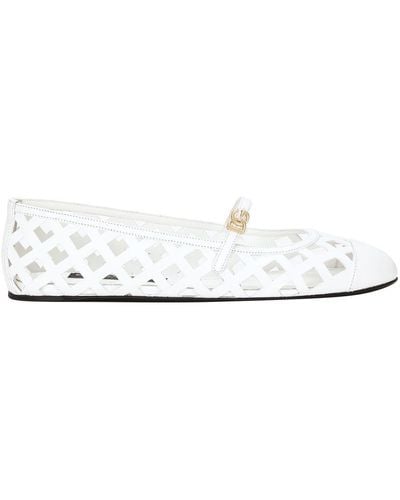 Dolce & Gabbana Openwork Calfskin Ballet Flats - White