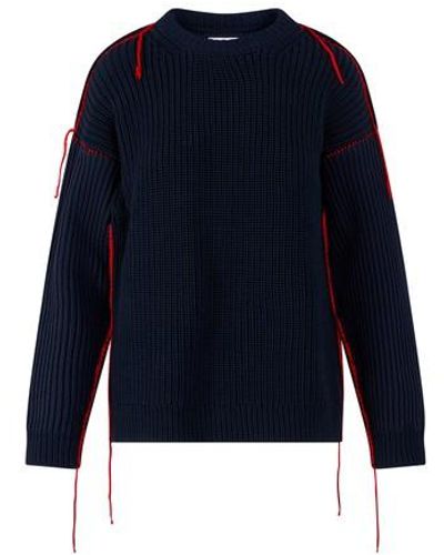 Marine Serre Repurposed-yarns Crew Neck Jumper - Blue