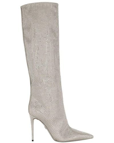 Dolce & Gabbana Kim Rhinestone Boots - Grey
