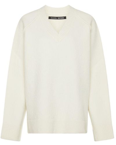 Kassl V Neck Wool Sweater - White