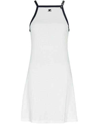 Courreges Buckle Contrast Dress - White