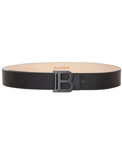 Balmain Smooth Leather B-Belt Belt - Black