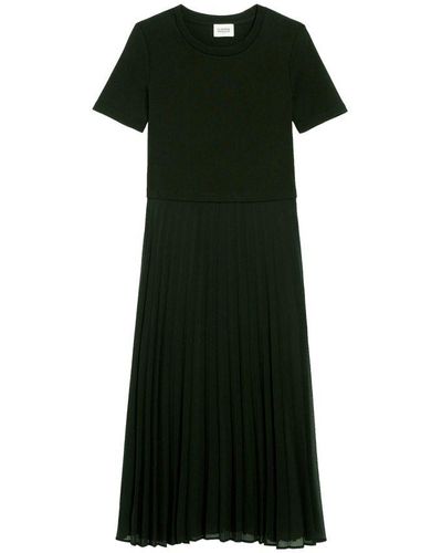 Claudie Pierlot Long Dual-fabric Teli Dress - Black