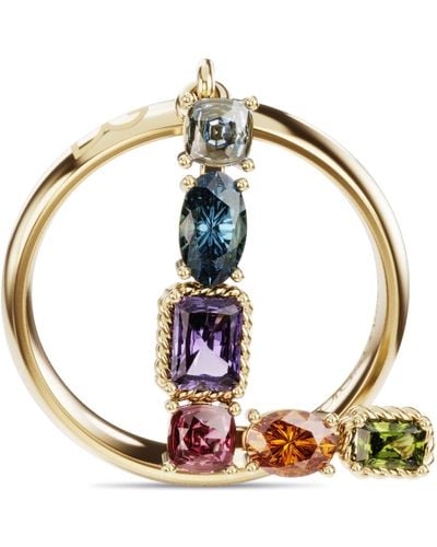 Dolce & Gabbana Rainbow alphabet L ring in yellow gold with multicolor fine gems - Mehrfarbig