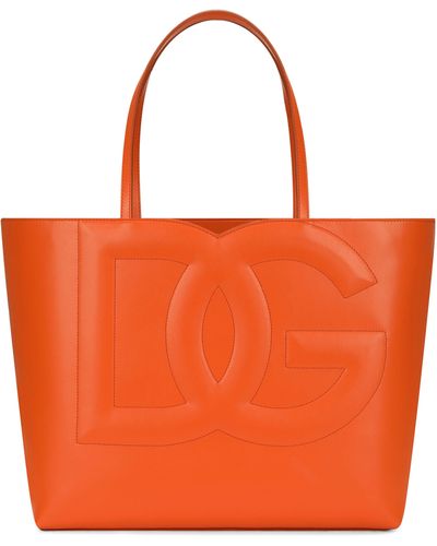 Dolce & Gabbana Sac de shopping format moyen avec logo DG - Orange
