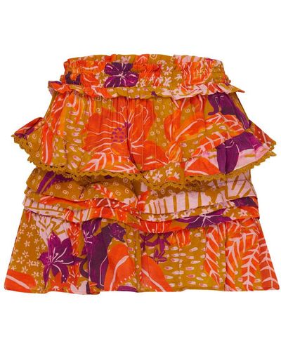 FARM Rio Jungle Panther Short Skirt - Orange
