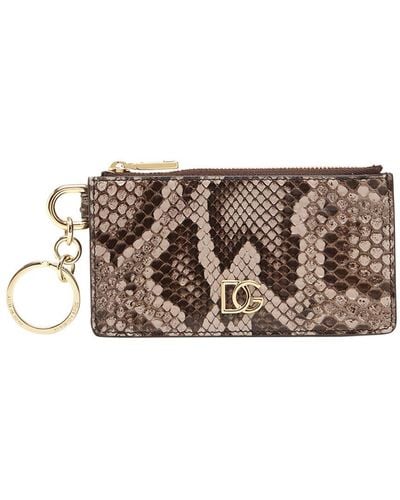 Dolce & Gabbana Python Leather Card Holder - Brown