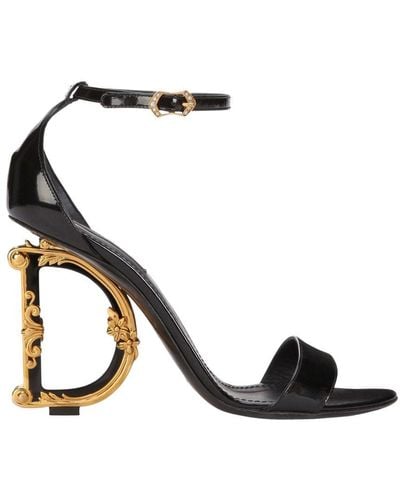 Dolce & Gabbana Dg Logo Patent Sandal - Black