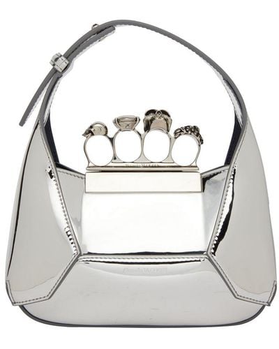Alexander McQueen Jeweled Hobo Mini Bag - Gray