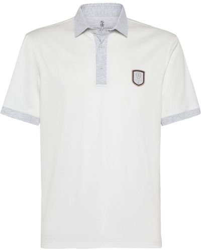 Brunello Cucinelli Poloshirt mit Tennis-Badge - Weiß