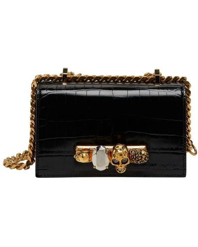 Alexander McQueen Mini Jeweled Satchel Bag - Black