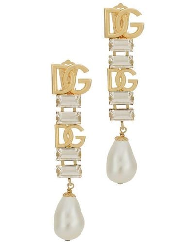 Dolce & Gabbana Drop Earrings With Pearls - White