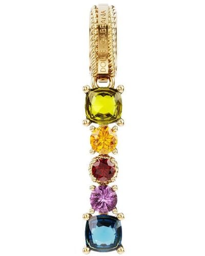 Dolce & Gabbana Rainbow Alphabet I 18 Kt Yellow Gold Charm With Multicolor Fine Gems - Metallic