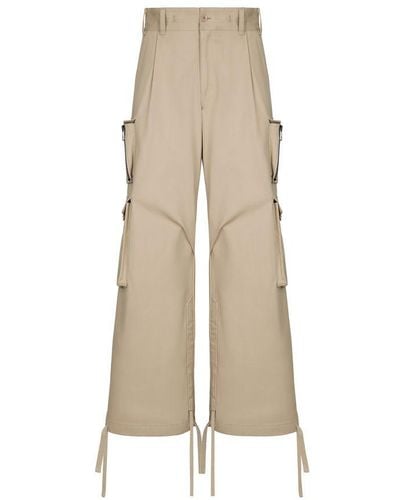 Dolce & Gabbana Cotton Gabardine Cargo Trousers - Natural