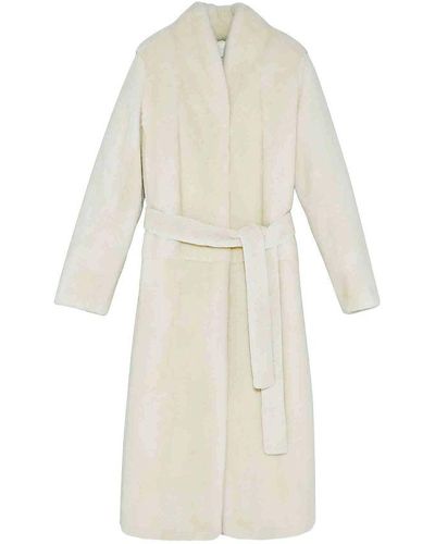 Yves Salomon Belted Fur Coat - White