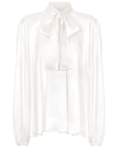 Dolce & Gabbana Silk Blouse With Pussy-Bow - White