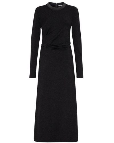 Brunello Cucinelli Virgin Wool Jersey Dress - Black