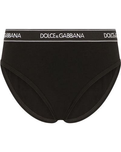 Dolce & Gabbana Slip en jersey avec élastique à logo - Noir